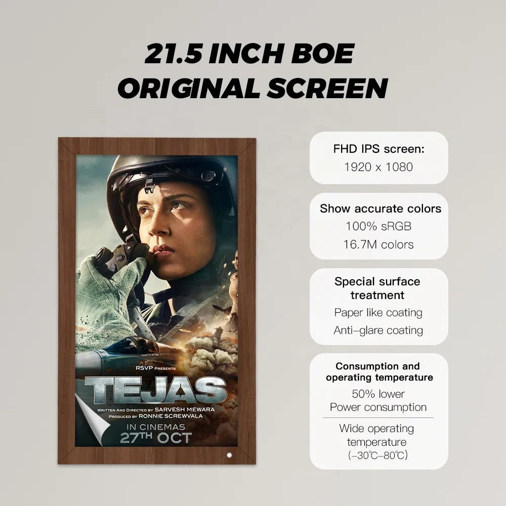 21.5 Inch LCD Nft Display Anti-glare Screen 32GB Video Picture Frame Movie Poster Android App USB WiFi Digital PhotoFrame
