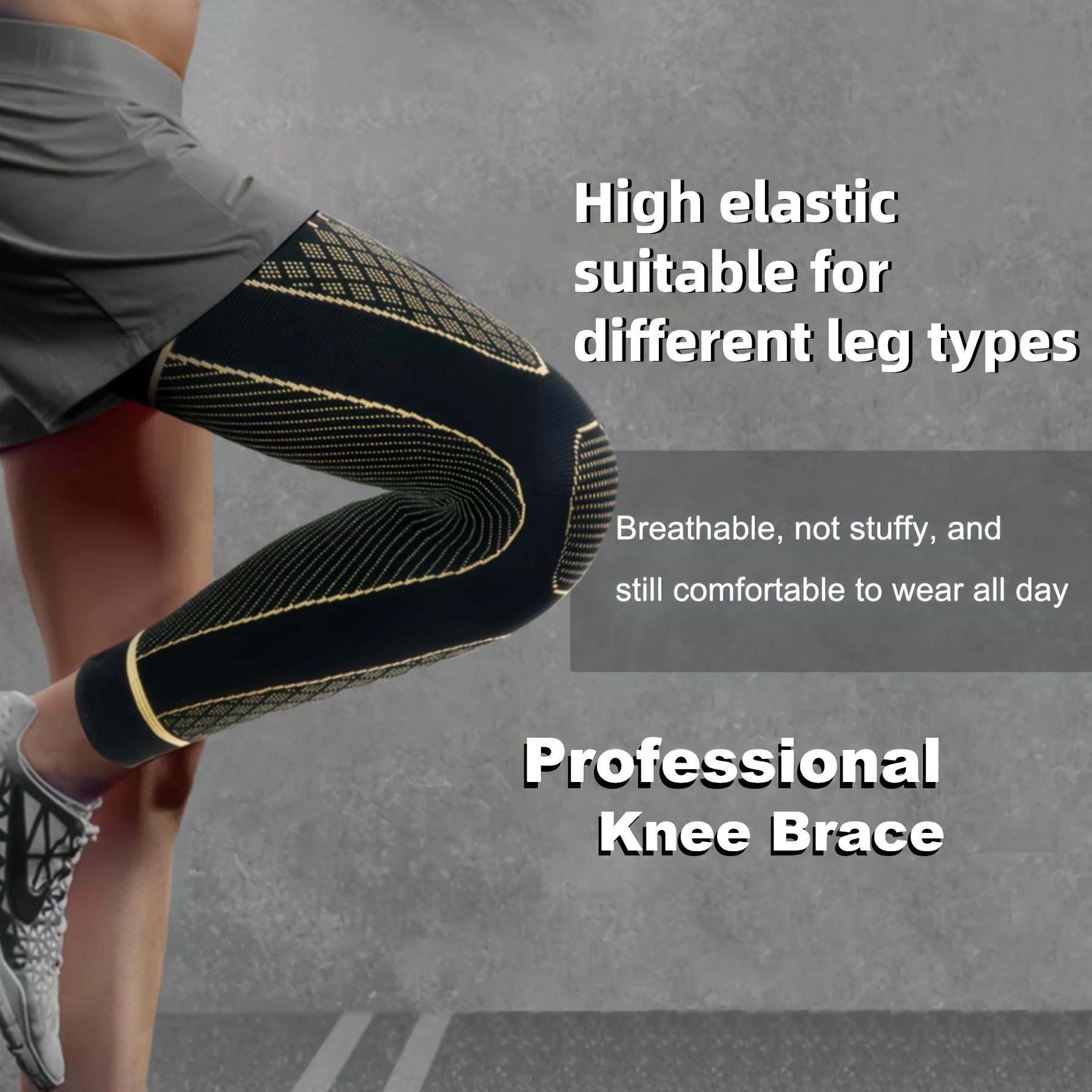 1 Pair Full Leg Sleeves Long Copper Knee Brace Compression Leg Sleeve Knee Protection for Man Women Basketball Tennis Running