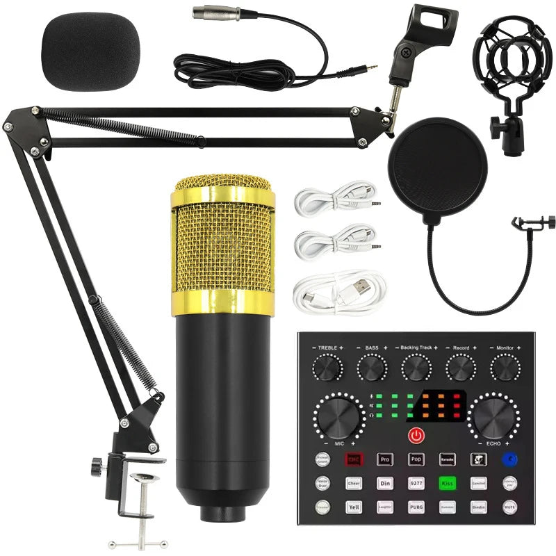 BM 800 Professional PC  V8S Sound Card Set BM800 Mic Studio Condenser Microphone for Karaoke Podcast Recording Live Streaming