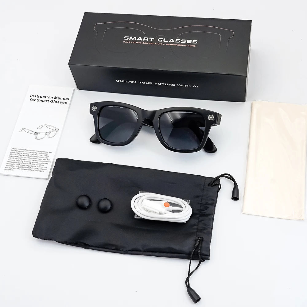 2025 GS4 MAX Smart Glasses Dual Lenses 8MP 4K Video Camera Sunglasses Wi-Fi Transfer Audio Record AI Smart Glasses with Camera