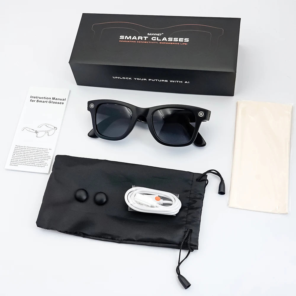 2025 GS4 MAX Smart Glasses Dual Lenses 8MP 4K Video Camera Sunglasses Wi-Fi Transfer Audio Record AI Smart Glasses with Camera