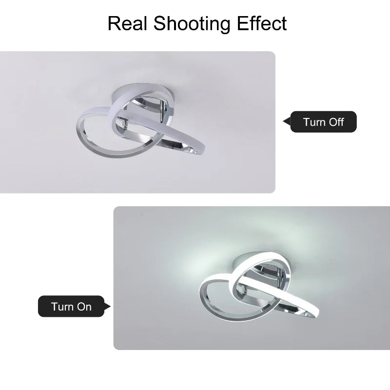 20W LED Ceiling Light, Chrome Semi Flush Mount Fixture, 6000K Cool White Lighting for Hallway, Kitchen, Bedroom, Bathroom