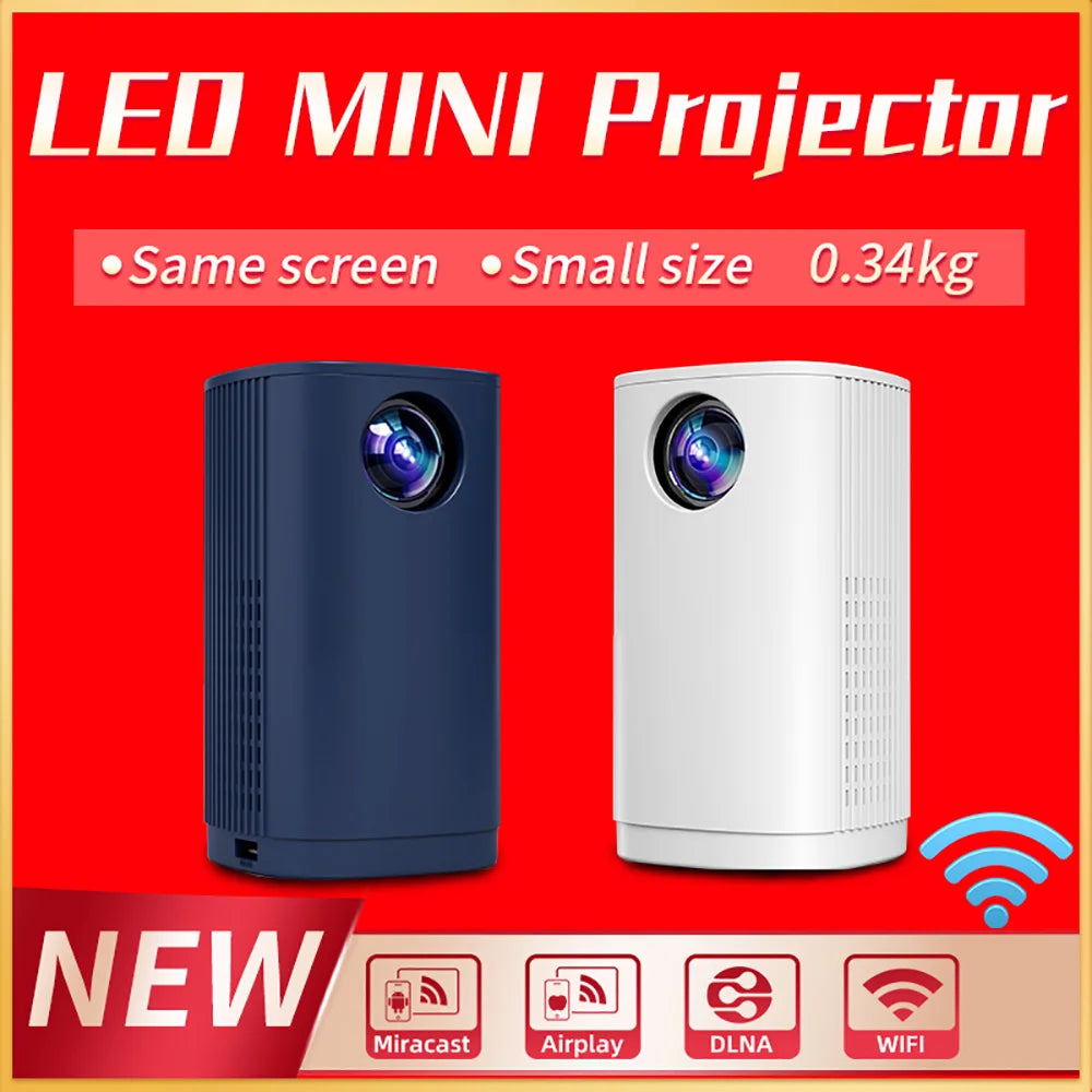 Smart Projector WIFI Mini Portable Home Theater Mobile Phone Same Screen Projector Support 4K LED Home Video Projector &Speaker