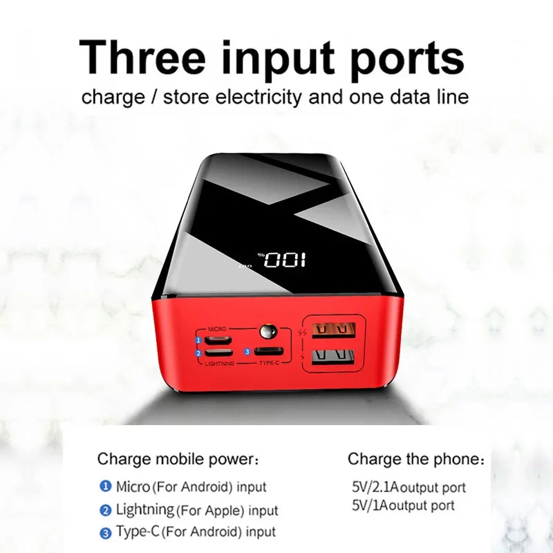 PowerBank 30000mAh/40000mAh Usb Portable Extra Auxiliary Battery Mobile Power Bank Charger For iPhone Xiaomi carregador portátil