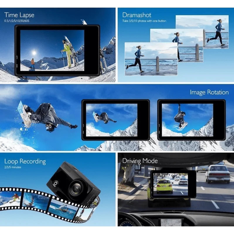 20 MP Waterproof Action Sport Camera 4K & 1080P HD Video Recorder 170 Degrees Camcorder