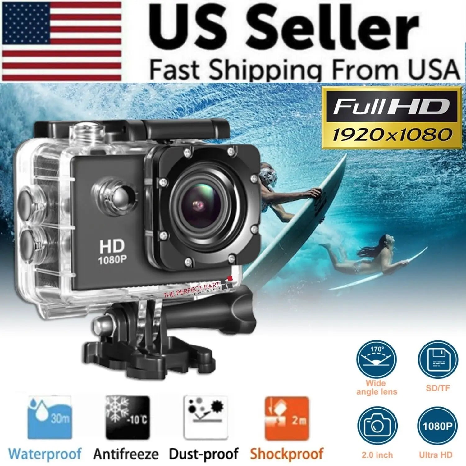 20 MP Waterproof Action Sport Camera 4K & 1080P HD Video Recorder 170 Degrees Camcorder
